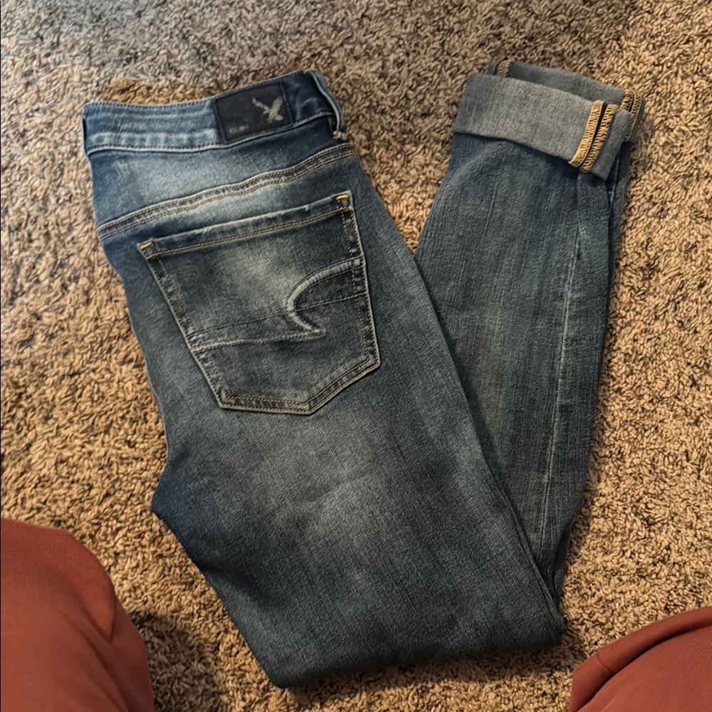 Blue Denim Jeans with Logo Patch